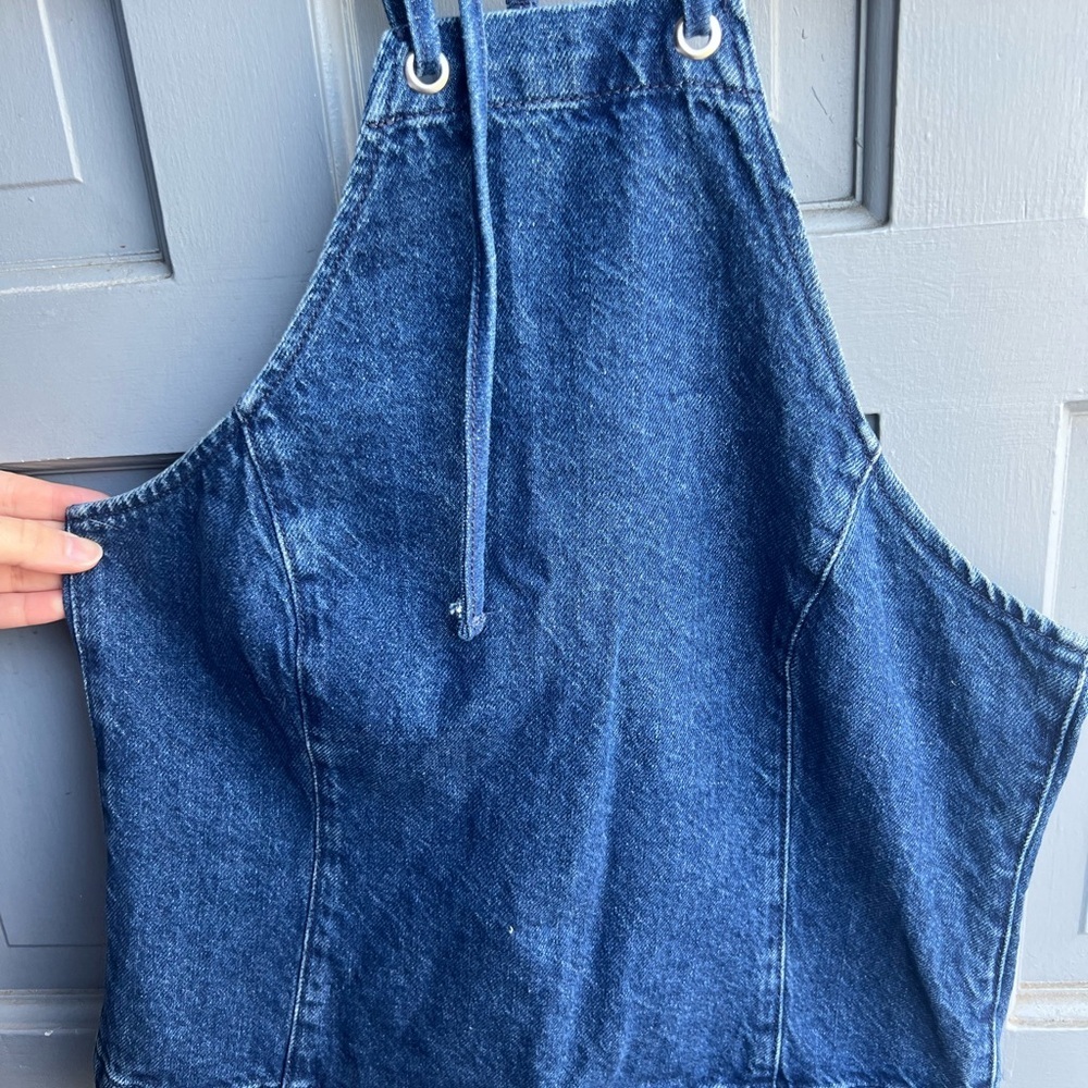 Topshop Dark Blue Denim Halter Tank Top